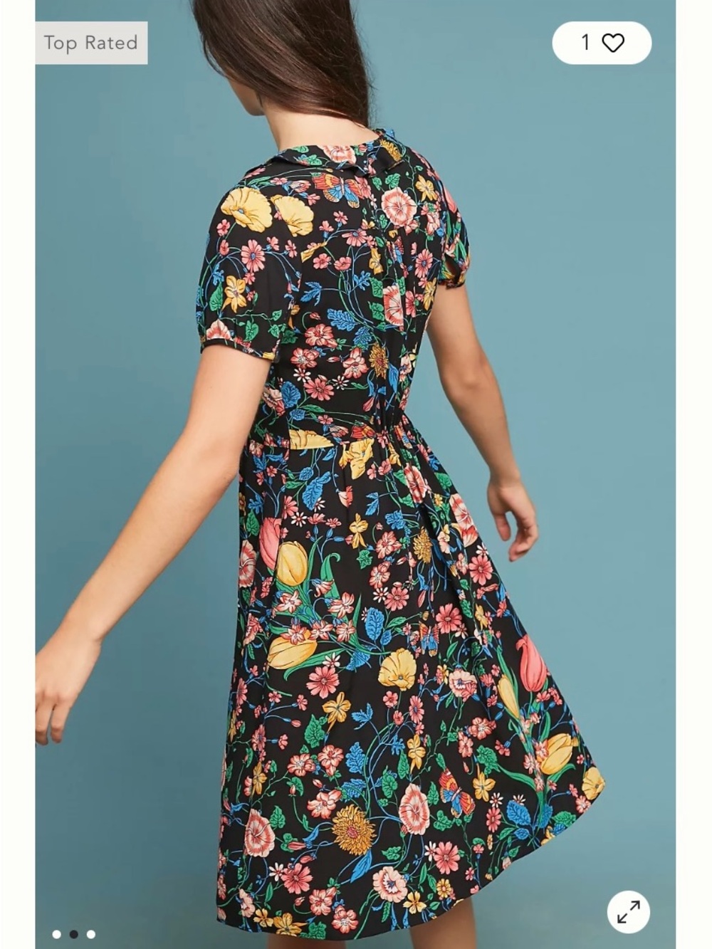Maeve Anthropologie Bloedel Floral Midi Dress US 8P Pockets Side Zip - Picture 2 of 16